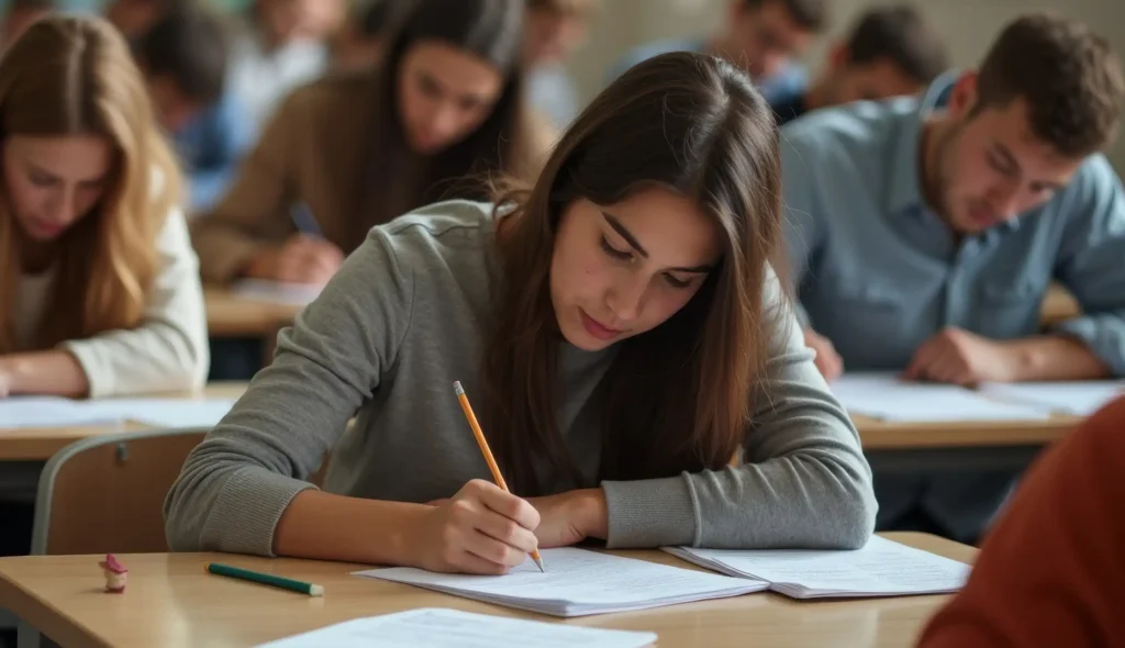 students taking their exams